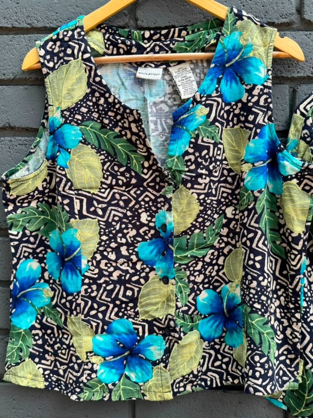 VTG White Stag Floral Tropical Hawaiian 2 Piece Short Set Coastal Resort Beach X - Picture 2 of 16
